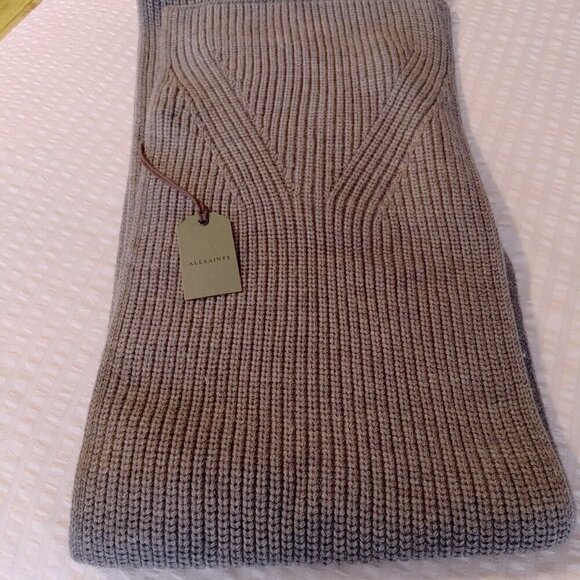 All Saints Other - NWT ALL SAINTS WOOL BLEND TRAVELLING RIB KNIT GREY SCARF
